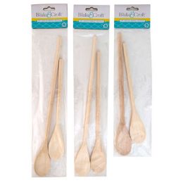 72 Wholesale Mixing Spoon Wood 2pc 3ast Size 10&12in/10&14in/12&14in B&c Pbh
