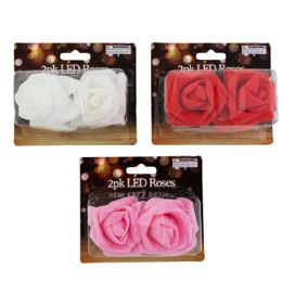 24 pieces Tealight Led Rose 2pc 3ast Colors Red/white/pink Blister/ag10/lr1130 Battery - Candles & Accessories