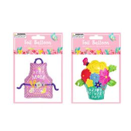 48 Wholesale Balloon Foil Mothers Day 2ast Apron/flower Pot W/straw Pb Insrt Inflated 17.72x18.11/18.89x19.69
