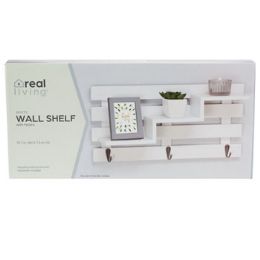 4 pieces Wall Decor Mdf W/3 Shelf/3hookwhite Stocklot Color Box15.75 X 3.35 X 7.48in - Wall Decor
