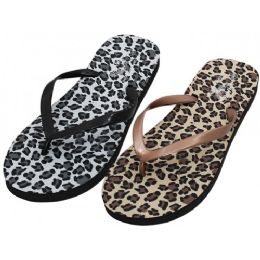 48 Pairs Women's Soft Printed Leopard Zori - Women's Sandals