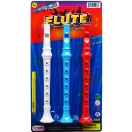 72 Wholesale 3pc 8" Flute Recorder Toy Set On Blister Card