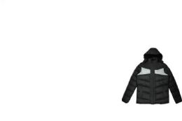 12 Bulk Men's Puffer Jacket With Sherpa Lining In Black