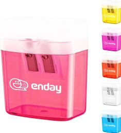 200 pieces 2-Hole Rectangular Sharpener W/recycle Bin Enday, Pink - Sharpeners