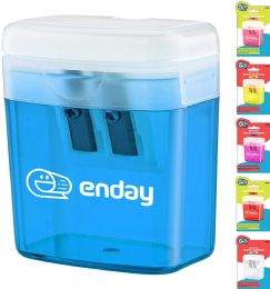200 pieces 2-Hole Rectangular Sharpener W/recycle Bin Enday, Blue - Sharpeners