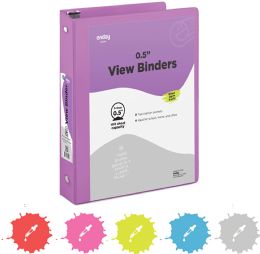12 of 1/2" O-Ring View Binder With 2-Pockets, Purple