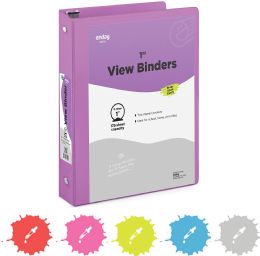 12 of 1" O-Ring View Binder With 2-Pockets, Purple