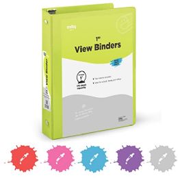 24 pieces 1" Ring View Binder W/ 2-Pockets, Green - Binders