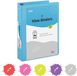 24 pieces 1" Ring View Binder W/ 2-Pockets, Blue - Binders