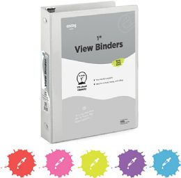 24 Wholesale 1" Ring View Binder W/ 2-Pockets, Red