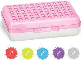 24 Wholesale Assorted Color Dots Pencil Case, Pink