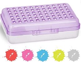 24 pieces Assorted Color Dots Pencil Case, Purple - Pencil Boxes & Pouches