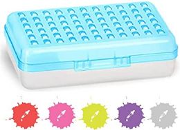 24 pieces Assorted Color Dots Pencil Case, Blue - Pencil Boxes & Pouches