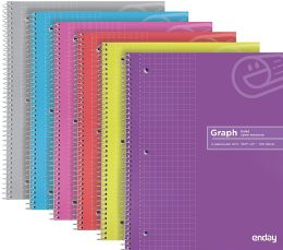 48 Wholesale 100 Ct. QuaD-Ruled 4-1" Spiral Notebook Grey