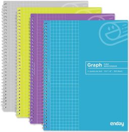 48 Bulk 100 Ct. QuaD-Ruled 4-1" Spiral Notebook Purple