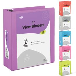 12 Pieces 2" SlanT-D Ring View Binder W/ 2 Pockets, Purple - Binders
