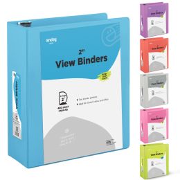 12 Pieces 2" SlanT-D Ring View Binder W/ 2 Pockets, Blue - Binders