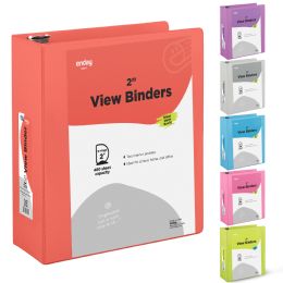12 Pieces 2" SlanT-D Ring View Binder W/ 2 Pockets, Red - Binders