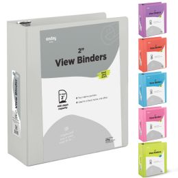 12 of 2" SlanT-D Ring View Binder With 2 Pockets, Gray