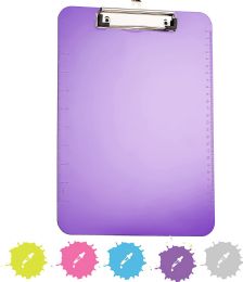 120 Bulk Standard Size Plastic Clipboard W/ Low Profile Clip, Purple