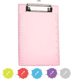 40 pieces Memo Size Plastic Clipboard With Low Profile Clip, Pink - Clipboards and Binders