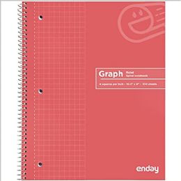 48 of 100 Ct. QuaD-Ruled 4-1" Spiral Notebook Red