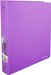 48 Wholesale 1" Matte Bright Color Poly 3-Ring Binder W/ Pocket, Purple