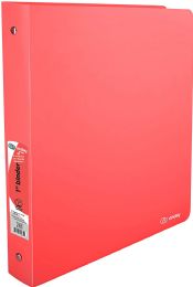 48 Wholesale 1" Matte Bright Color Poly 3-Ring Binder W/ Pocket, Red