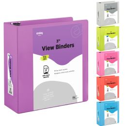 12 Bulk 3" SlanT-D Ring View Binder W/ 2 Pockets, Purple