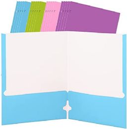 4 Bulk Paper Solid Color 2-Pockets Poly Portfolio 24 Pk.,