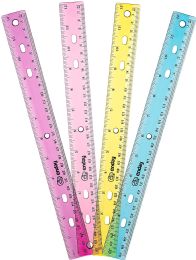 144 Wholesale 12" (30cm) Jewel Tones Color Ruler (4/pack)