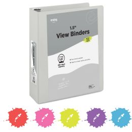 12 pieces 1.5" 3-Ring View Binder W/ 2-Pockets, Gray - Binders