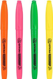 72 Bulk Pen Style Fluorescent Highlighter With Pocket Clip 4pk