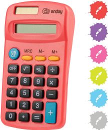 240 Wholesale 8-Digit Dual Power Pocket Size Calculator, Red