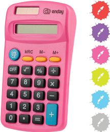 24 pieces 8-Digit Dual Power Pocket Size Calculator, Pink - Calculators