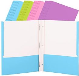 4 pieces Paper 2-Pockets Poly Portfolio W/ 3 Prongs 24 Pk., - Folders & Portfolios