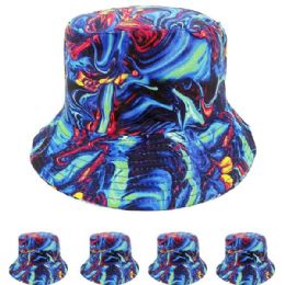 24 Pieces Abstract Colors Print Double Sided Wearable Bucket Hat - Bucket Hats