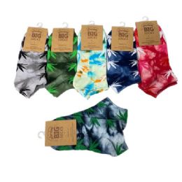 36 Wholesale Unisex Tie Dye Marijuana Ankle Sock