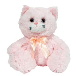 12 Wholesale 7 Inch Plush Pink Cat With Bow