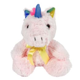 12 Pieces 7 Inch Plush Pink Unicorn With Bow - Plush Toys