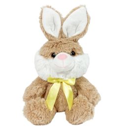12 Wholesale 7 Inch Plush Brown Bunny With Bow
