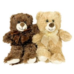 12 Wholesale 11 Inch Plush Natural Bear With Bow
