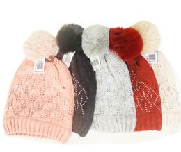 24 Pieces Lady Fashion Rhinestone Thermal Hat - Winter Beanie Hats
