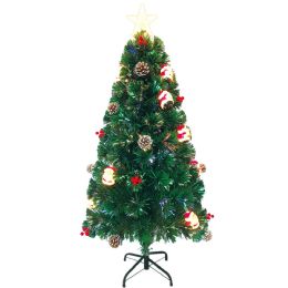 4 Pieces 4ft/120t Optical Fiber Tree 8s W/astd Ornaments - Christmas Novelties