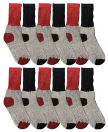36 Wholesale Yacht & Smith Cotton Thermal Crew Socks , Cold Weather Kids Thermal Socks Size 6-8