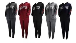 12 Sets Women's Letter Print 2 Piece Outfits Long Sleeve Sweatshirt And Pants Set Tracksuit - Womens Active Wear