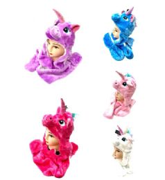 12 Pieces Unicorn Winter Hat With Hand Pocket - Winter Animal Hats