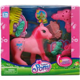 12 Wholesale 5" Rainbow Pony W/ Accss In Window Box, 3 Assrt Clrs