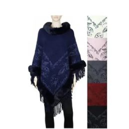 12 Wholesale Women's Faux Fur Pullover Sweaters, Oversized Poncho Loose Shawl Wrap