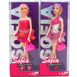 12 Pieces 11.5" Bendable Sofia Doll W/ Accessories 2 Assorted - Dolls